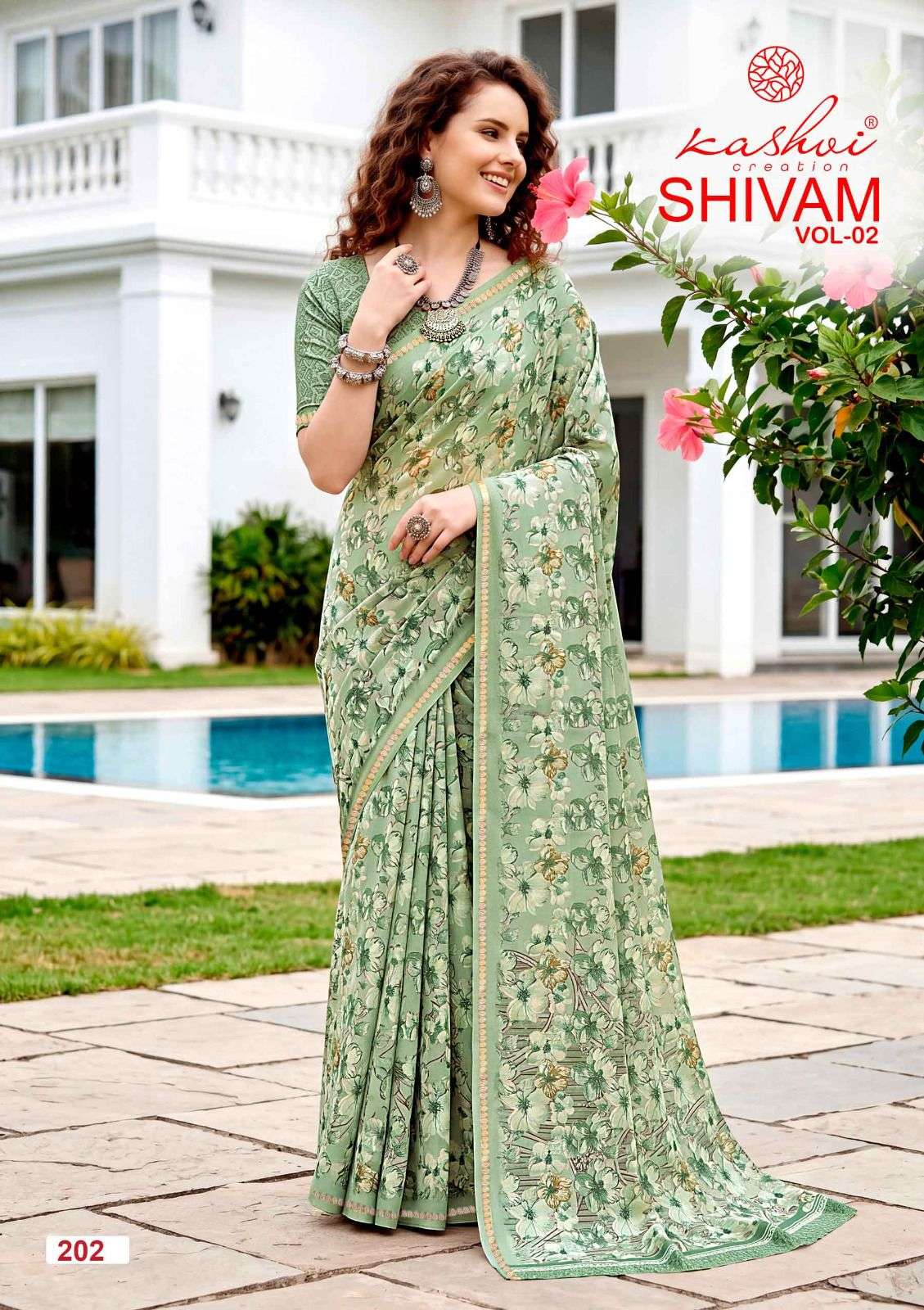Kashvi Creation Shivam Vol 2 Dull Moss Viscose Border Saree