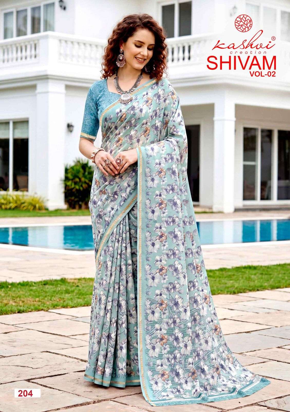 Kashvi Creation Shivam Vol 2 Dull Moss Viscose Border Saree
