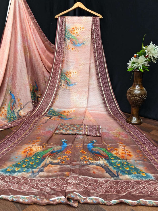 Kashvi Creation Tanchoi Silk Vol 1 Dull Moss Chiffon Saree Wholesale - Amrah Wholesale