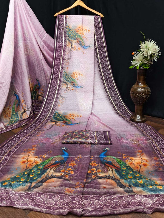 Kashvi Creation Tanchoi Silk Vol 1 Dull Moss Chiffon Saree Wholesale - Amrah Wholesale