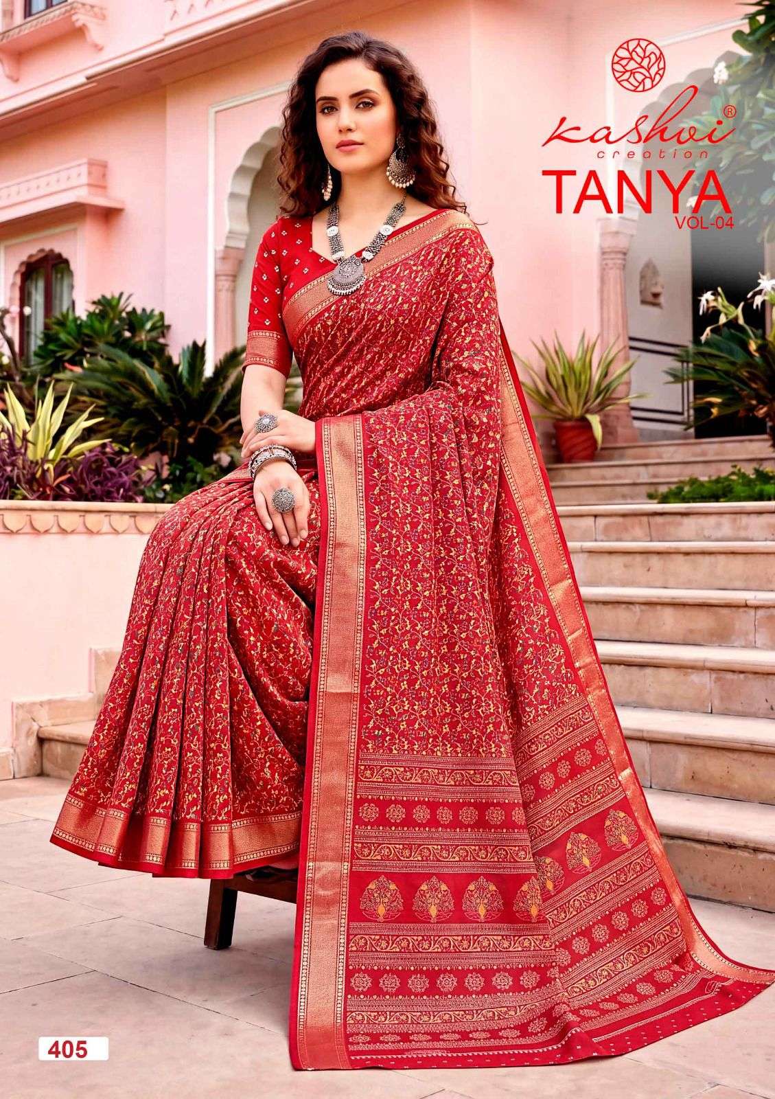 Kashvi Creation Tanya Vol 4 Dull Moss Viscose Border Saree - Amrah Wholesale