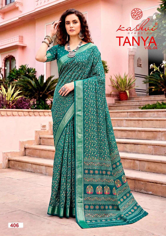 Kashvi Creation Tanya Vol 4 Dull Moss Viscose Border Saree - Amrah Wholesale