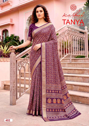 Kashvi Creation Tanya Vol 4 Dull Moss Viscose Border Saree