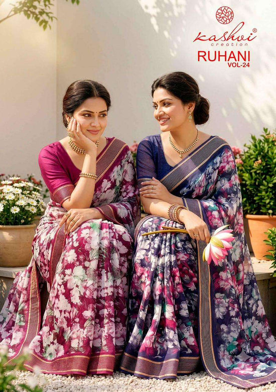 Kashvi Creation Ruhani Vol 24 Dull Moss Jari Patta Saree