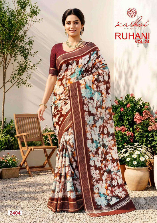 Kashvi Creation Ruhani Vol 24 Dull Moss Jari Patta Saree