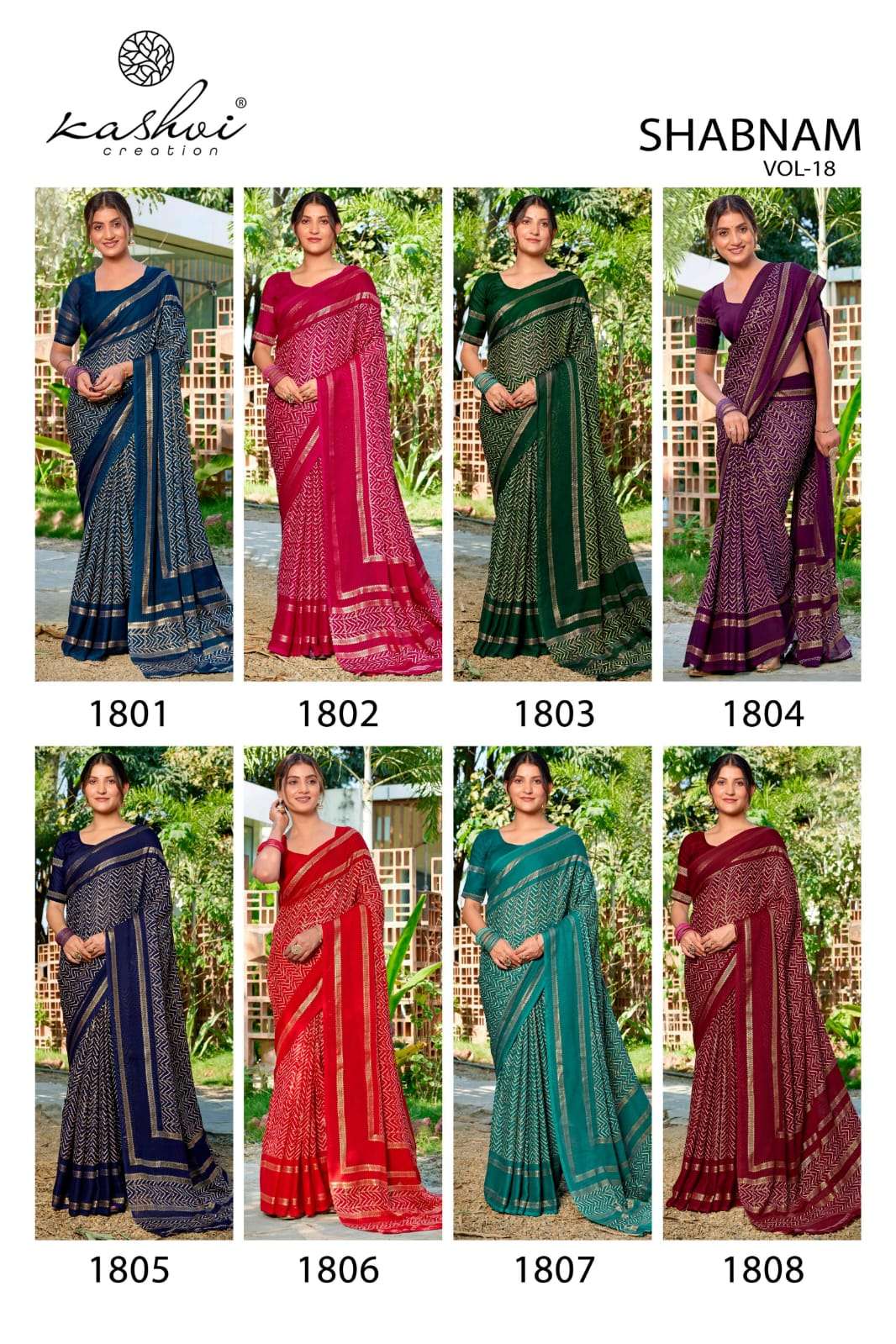 Kashvi Creation Shabnam Vol 18 Dull Moss Foil Saree