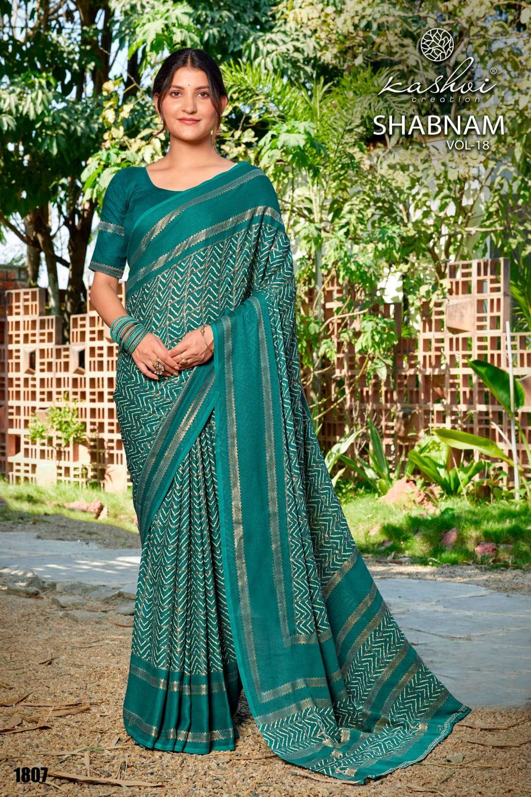 Kashvi Creation Shabnam Vol 18 Dull Moss Foil Saree