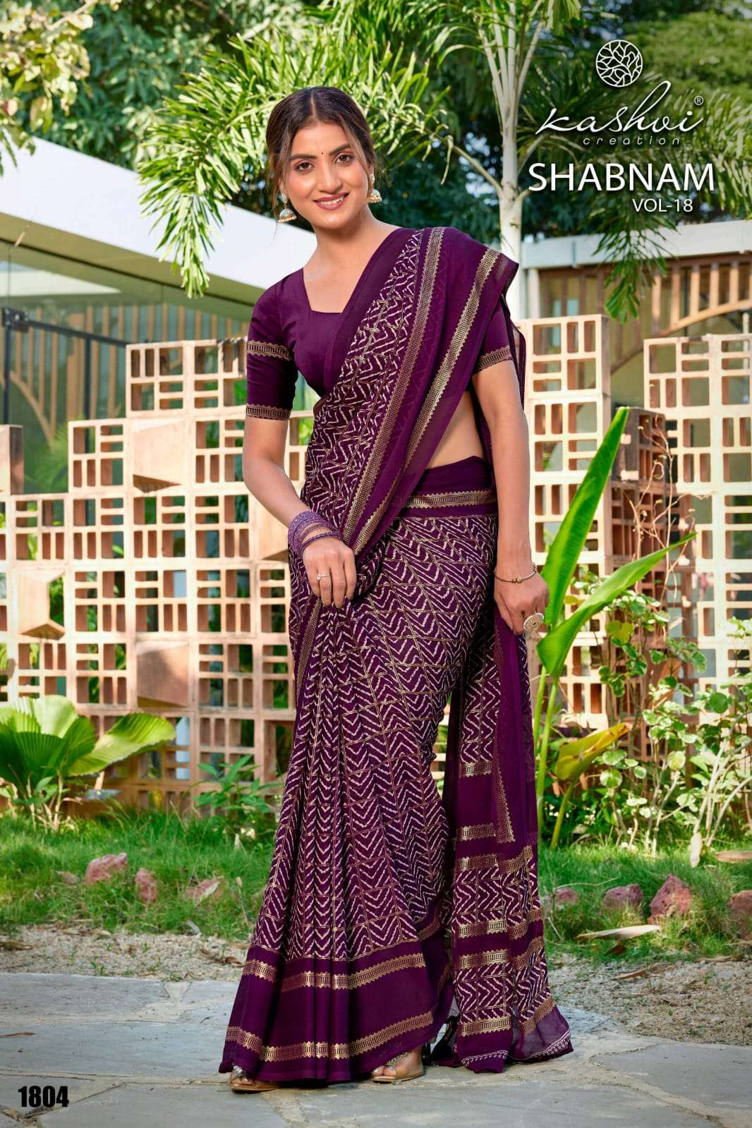 Kashvi Creation Shabnam Vol 18 Dull Moss Foil Saree