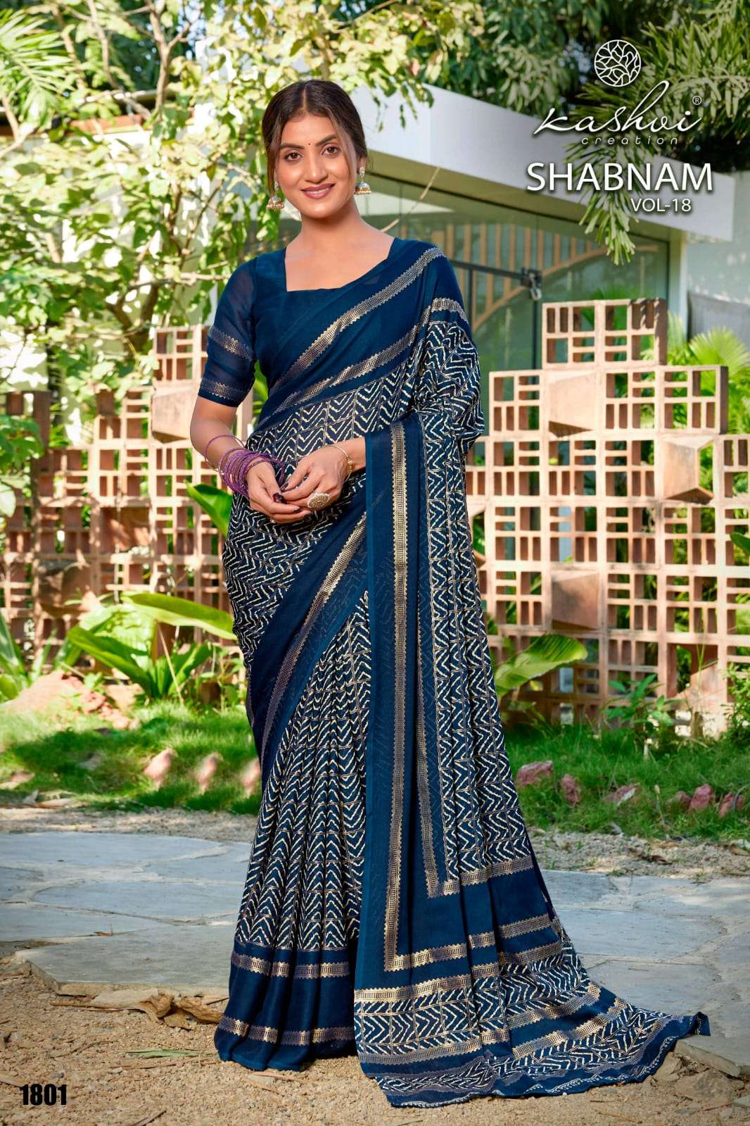 Kashvi Creation Shabnam Vol 18 Dull Moss Foil Saree