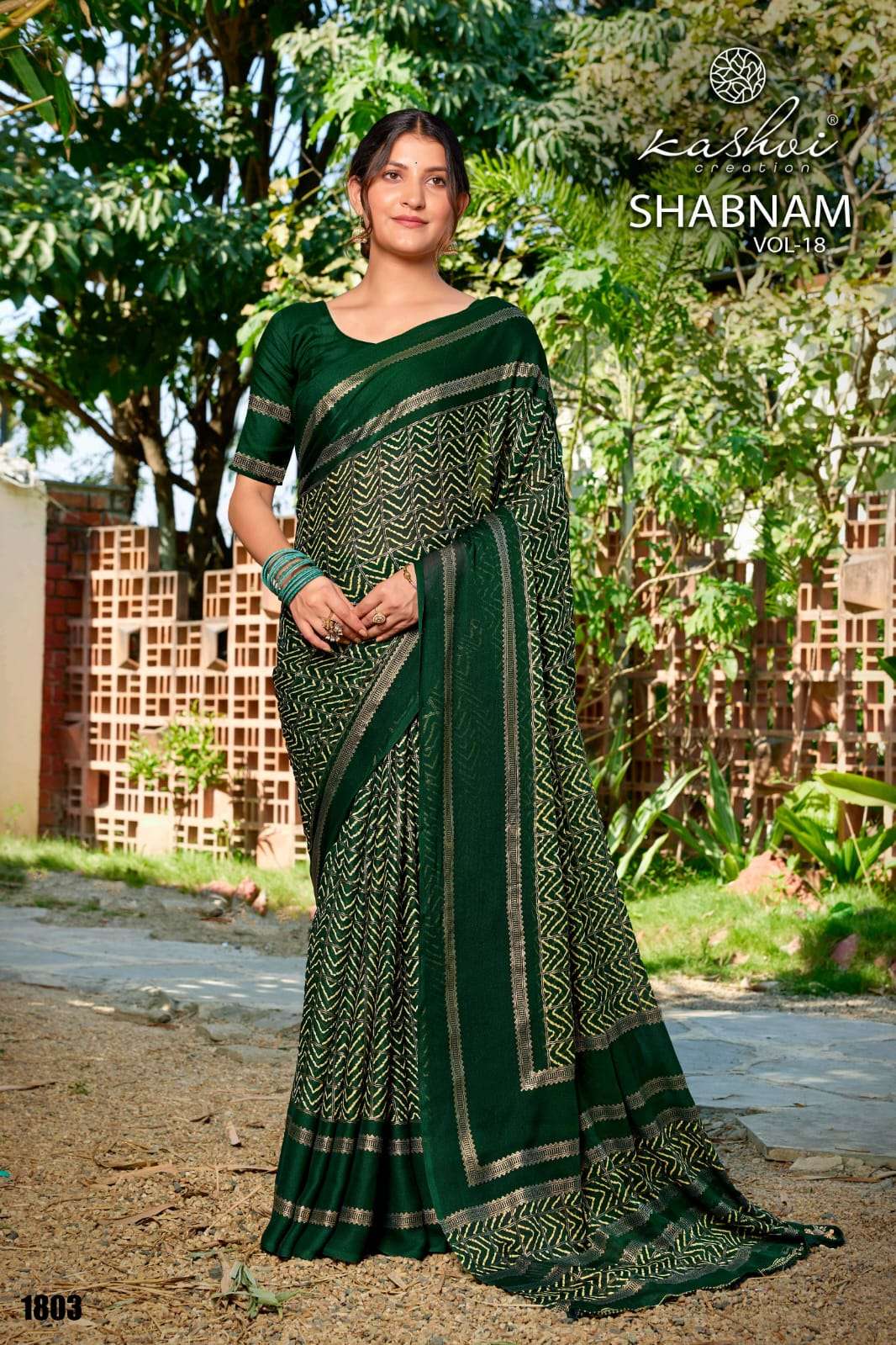 Kashvi Creation Shabnam Vol 18 Dull Moss Foil Saree