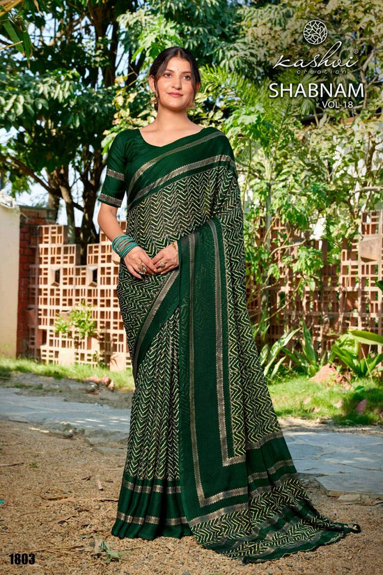 Kashvi Creation Shabnam Vol 18 Dull Moss Foil Saree