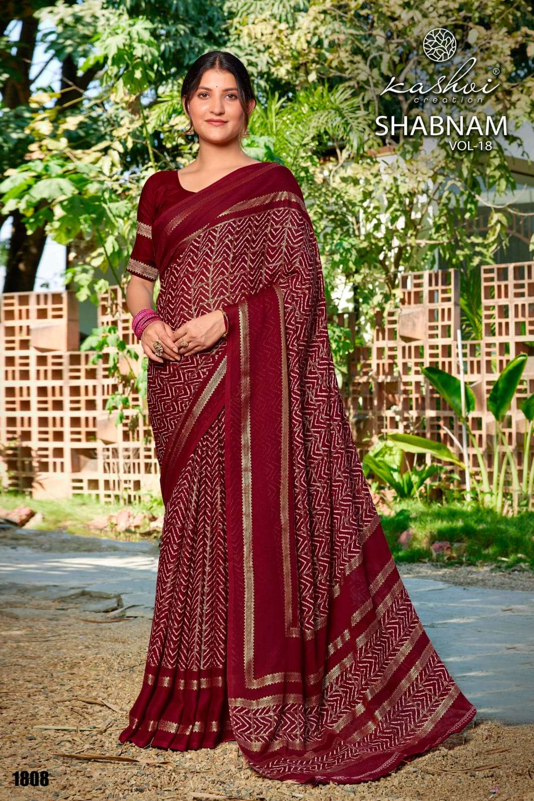 Kashvi Creation Shabnam Vol 18 Dull Moss Foil Saree