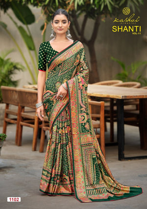 Kashvi Shanti Vol 11 Moss Silk Foil Printed Saree - Amrah Wholesale