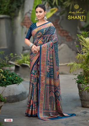 Kashvi Shanti Vol 11 Moss Silk Foil Printed Saree - Amrah Wholesale