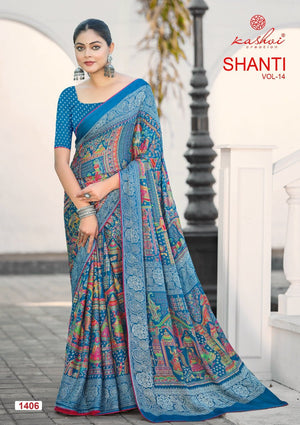Kashvi Shanti Vol 14 Moss Silk Foil Print Saree - Amrah Wholesale