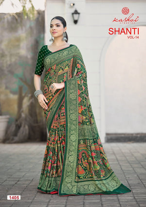 Kashvi Shanti Vol 14 Moss Silk Foil Print Saree - Amrah Wholesale