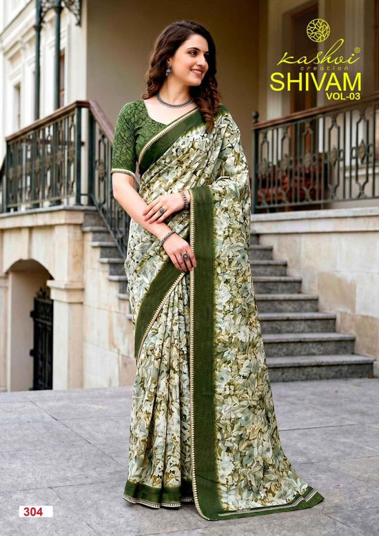 Kashvi Shivam Vol 3 Dull Moss Viscose Saree - Amrah Wholesale