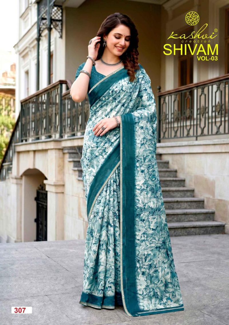 Kashvi Shivam Vol 3 Dull Moss Viscose Saree - Amrah Wholesale