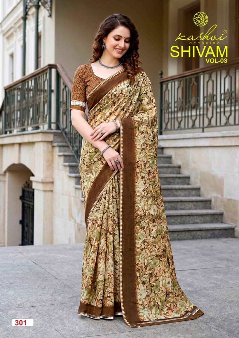 Kashvi Shivam Vol 3 Dull Moss Viscose Saree - Amrah Wholesale