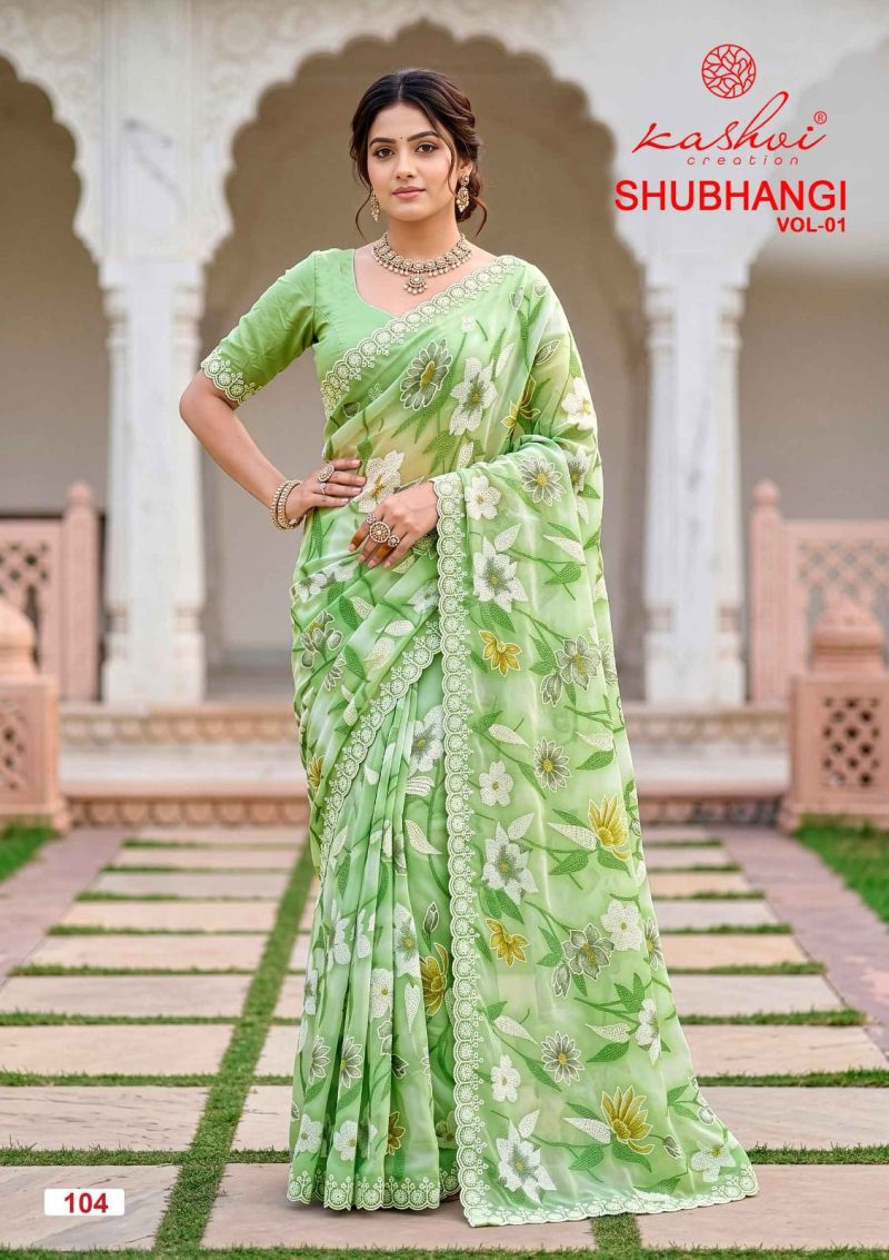 Kashvi Shubhangi Vol 1 Weightless Marble Embroidered Saree