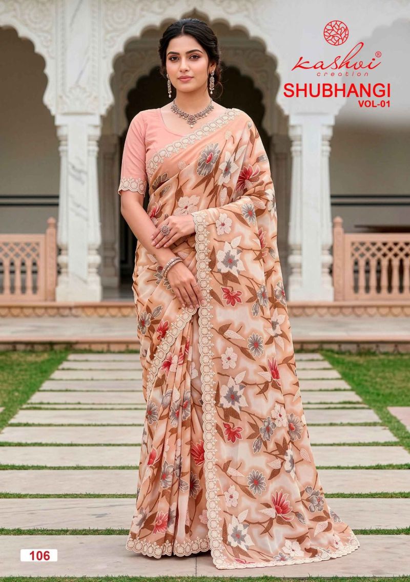 Kashvi Shubhangi Vol 1 Weightless Marble Embroidered Saree