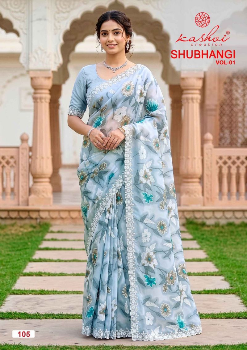Kashvi Shubhangi Vol 1 Weightless Marble Embroidered Saree