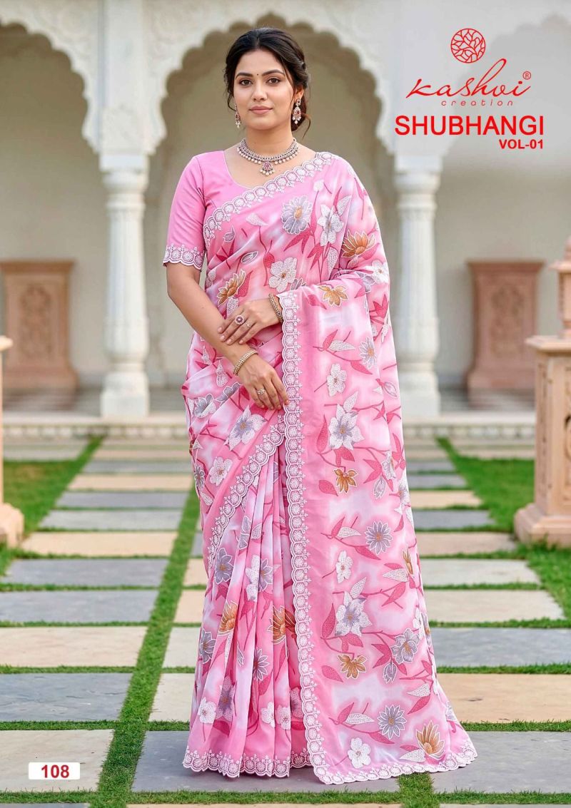Kashvi Shubhangi Vol 1 Weightless Marble Embroidered Saree