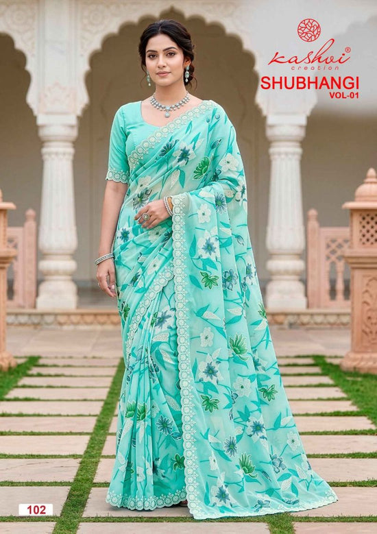 Kashvi Shubhangi Vol 1 Weightless Marble Embroidered Saree