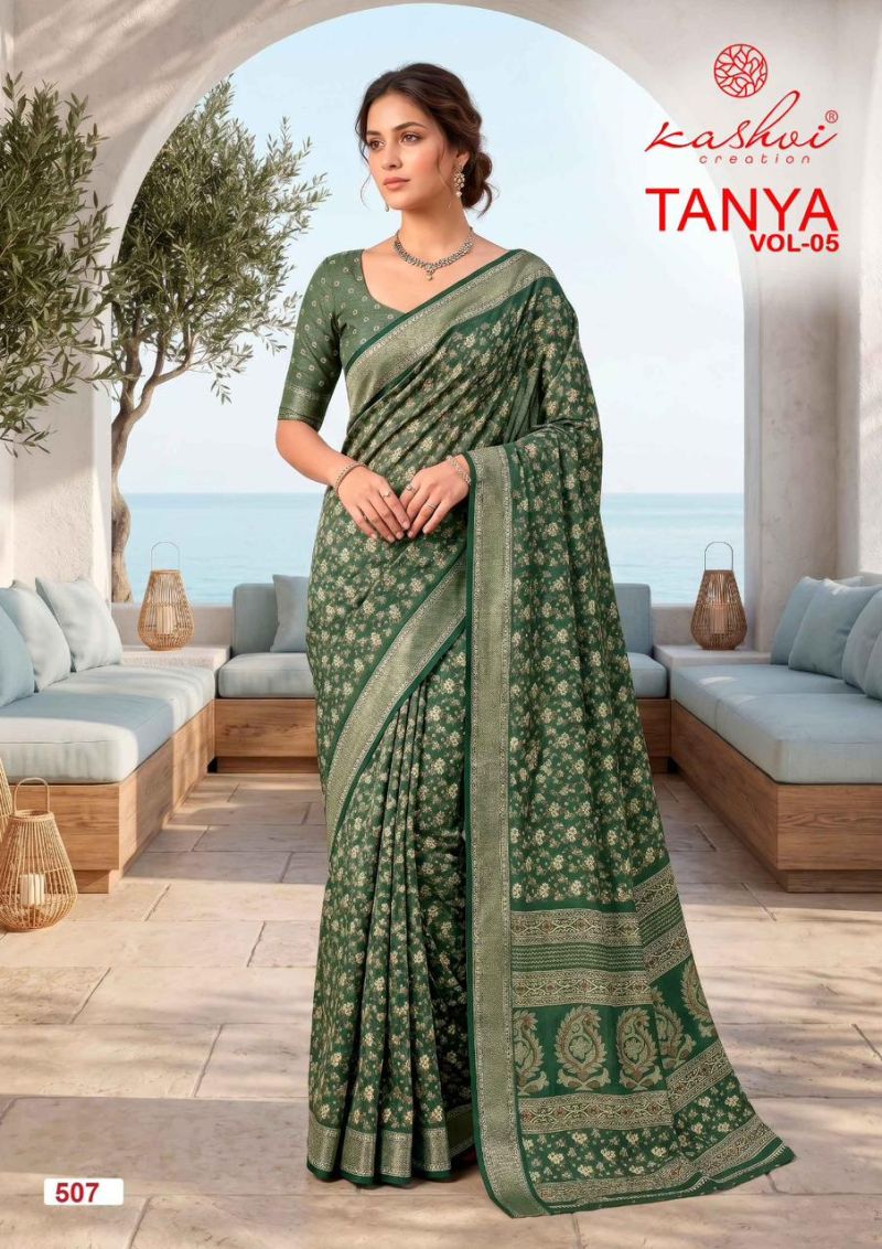 Kashvi Tanya Vol 5 Moss Silk Printed Saree - Amrah Wholesale