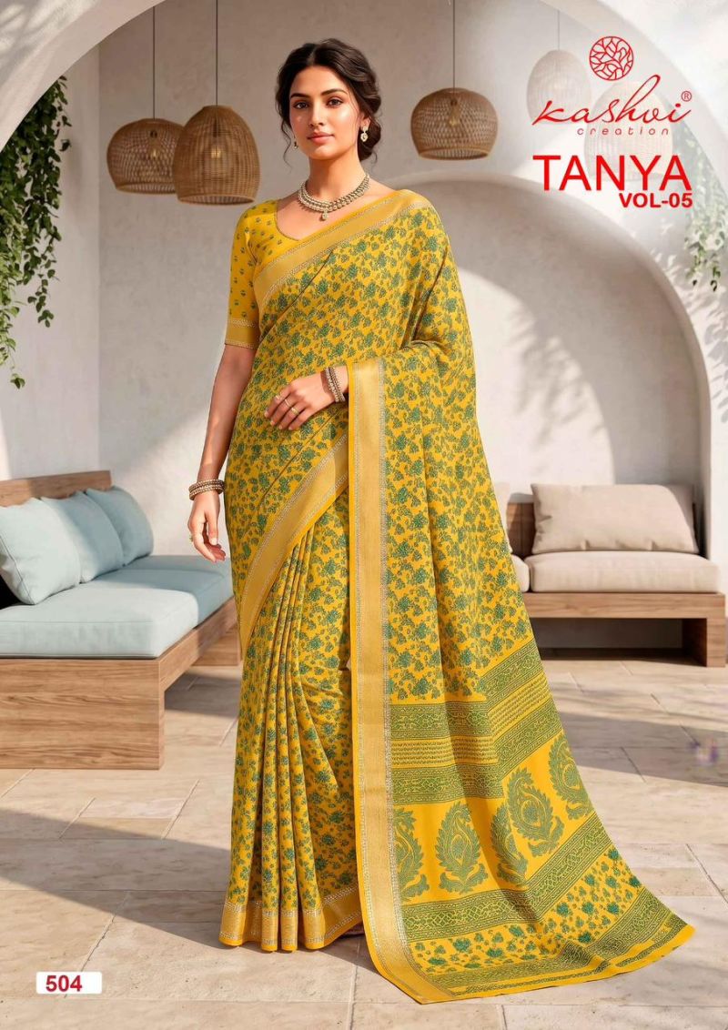 Kashvi Tanya Vol 5 Moss Silk Printed Saree - Amrah Wholesale