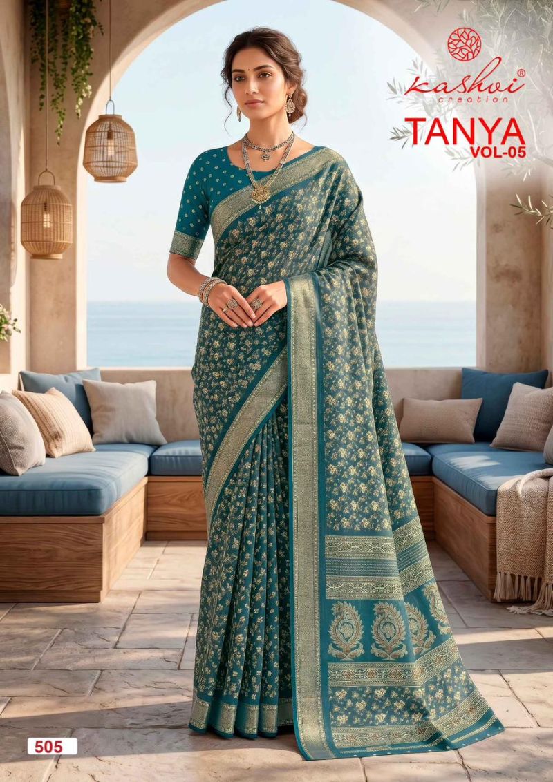 Kashvi Tanya Vol 5 Moss Silk Printed Saree - Amrah Wholesale