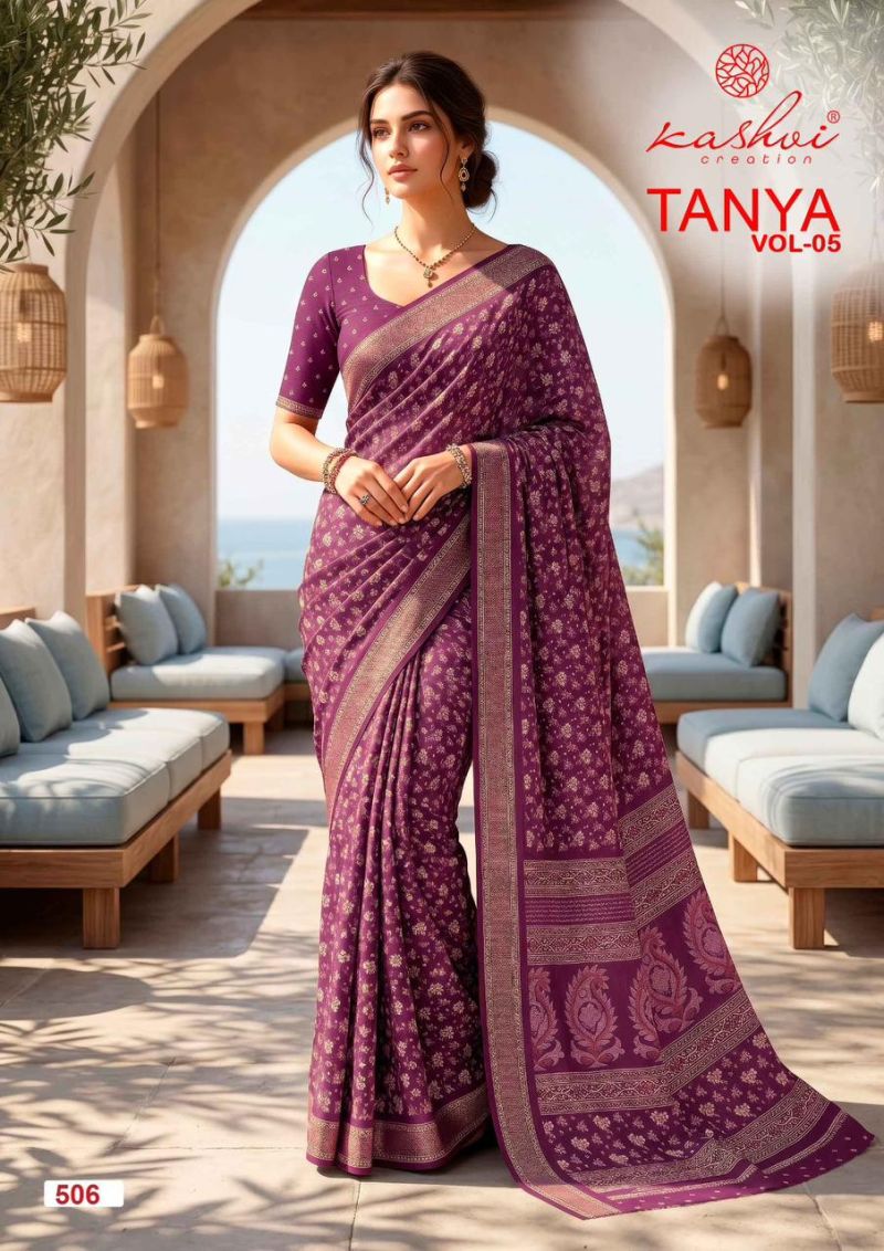 Kashvi Tanya Vol 5 Moss Silk Printed Saree - Amrah Wholesale