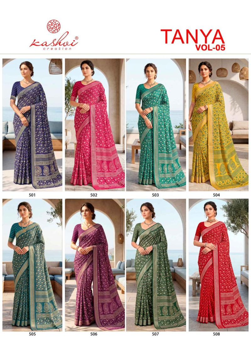 Kashvi Tanya Vol 5 Moss Silk Printed Saree - Amrah Wholesale