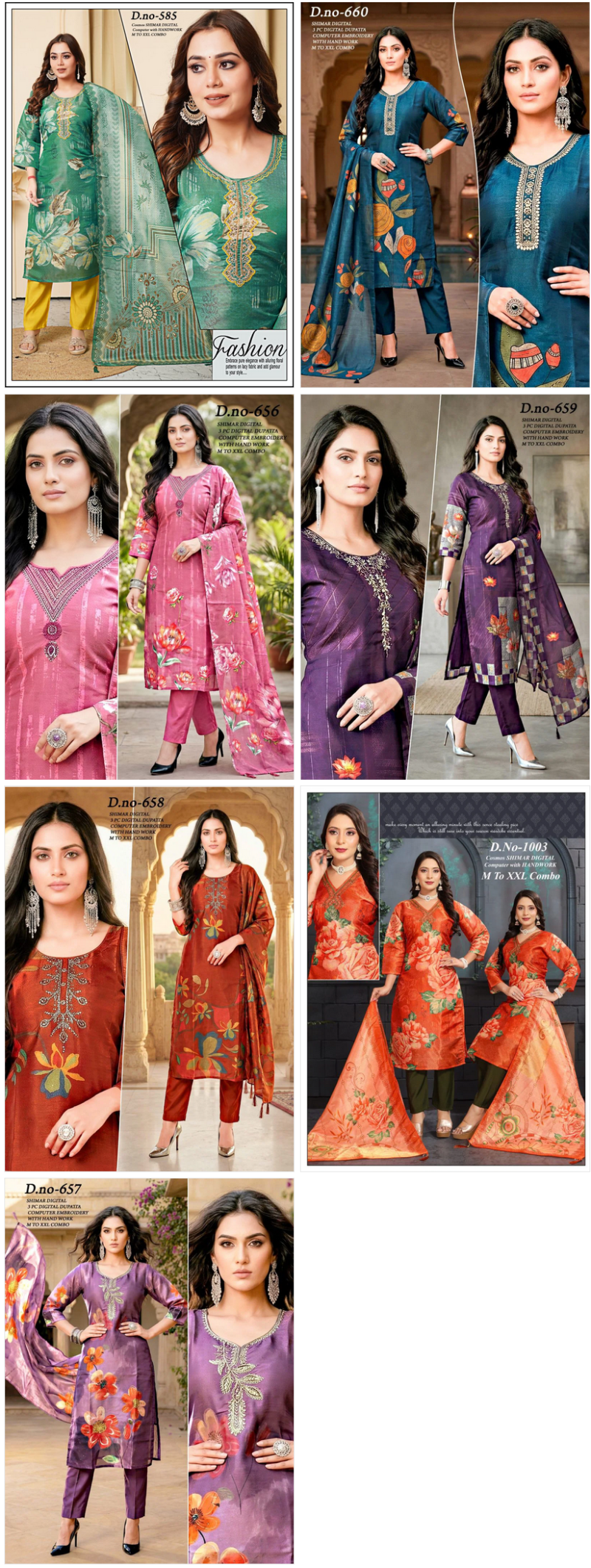 Kashvi Vol 1 Simmar Embroidered Kurti Pant with Digital Printed Dupatta Set