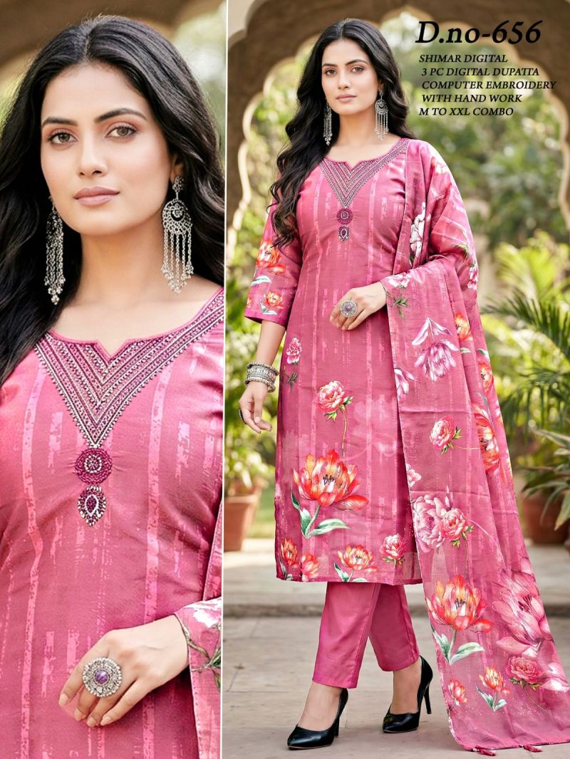 Kashvi Vol 1 Simmar Embroidered Kurti Pant with Digital Printed Dupatta Set