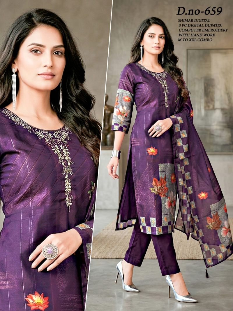 Kashvi Vol 1 Simmar Embroidered Kurti Pant with Digital Printed Dupatta Set