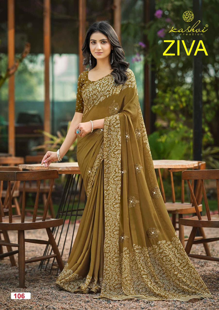 Kashvi Ziva Vol 01 Star Georgette Embroidered Saree Collection