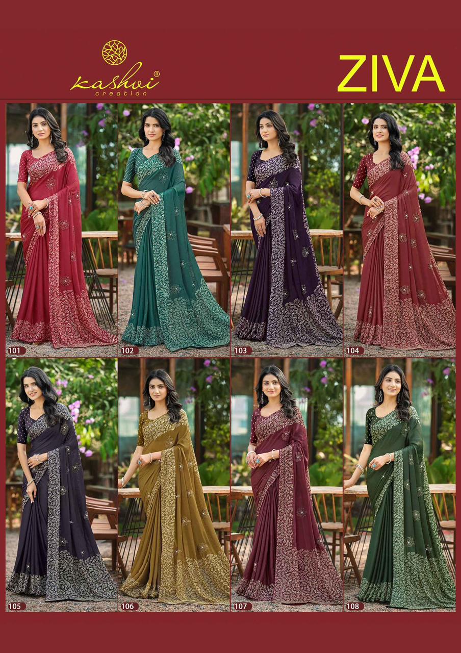 Kashvi Ziva Vol 01 Star Georgette Embroidered Saree Collection