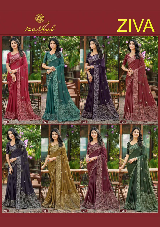Kashvi Ziva Vol 01 Star Georgette Embroidered Saree Collection