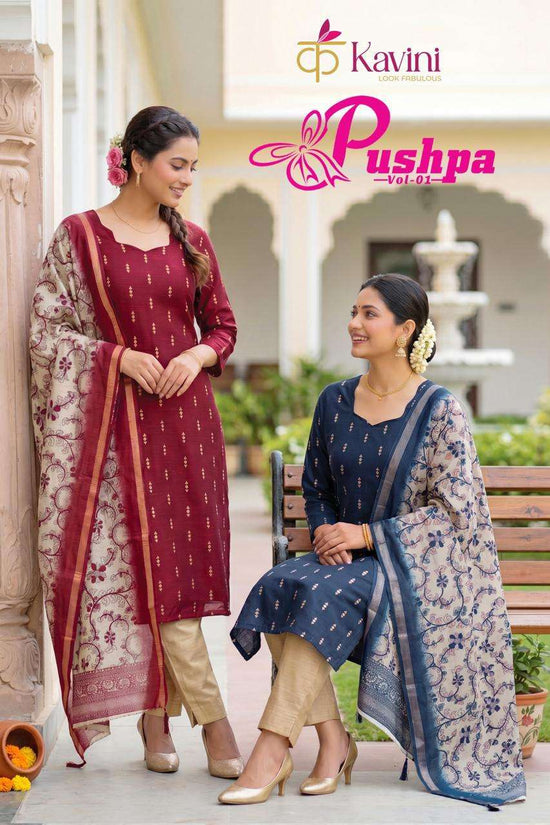 Kavini Pushpa Vol 1 South Cotton Kurta Pant Dupatta Set