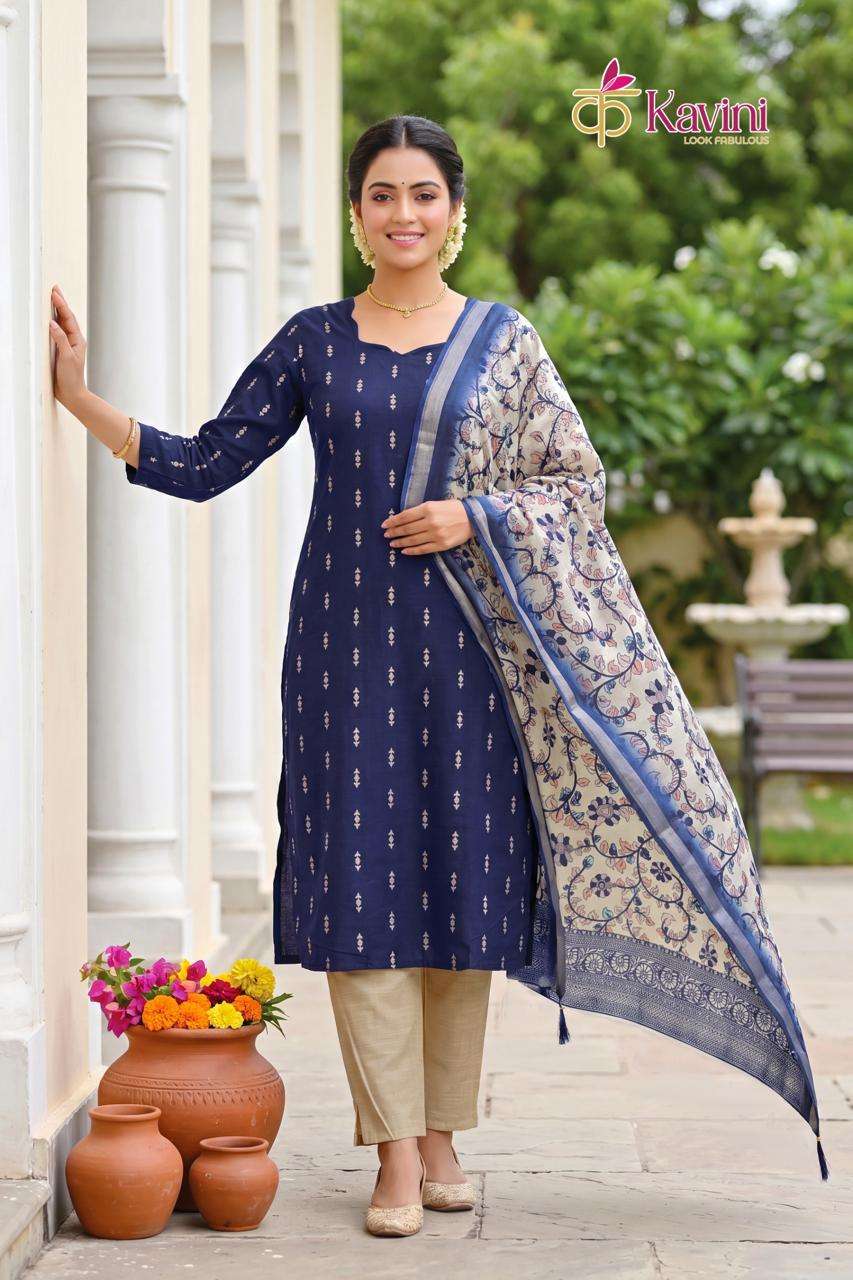 Kavini Pushpa Vol 1 South Cotton Kurta Pant Dupatta Set