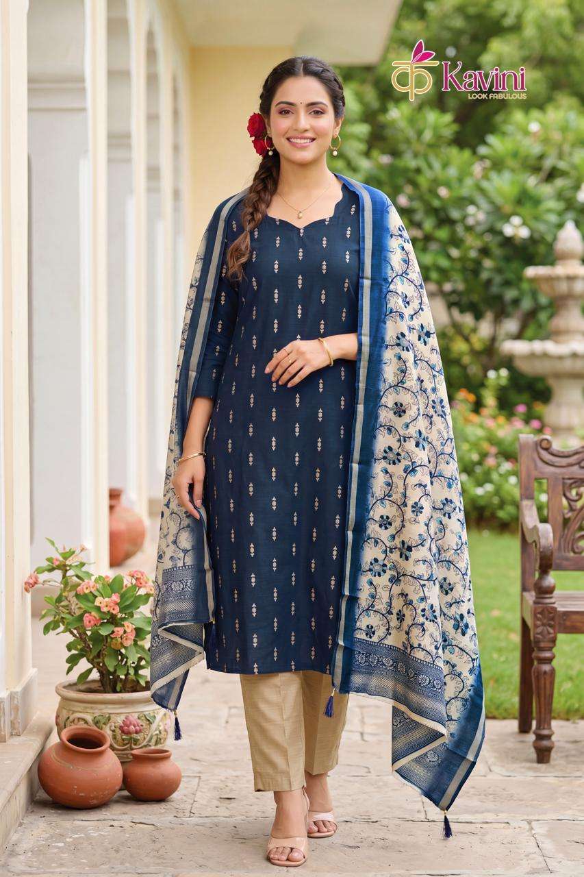 Kavini Pushpa Vol 1 South Cotton Kurta Pant Dupatta Set