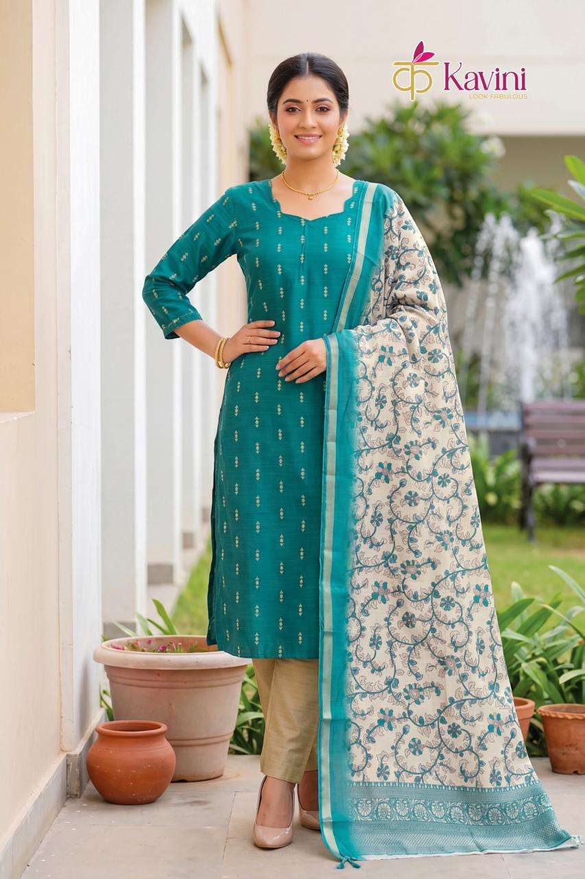 Kavini Pushpa Vol 1 South Cotton Kurta Pant Dupatta Set