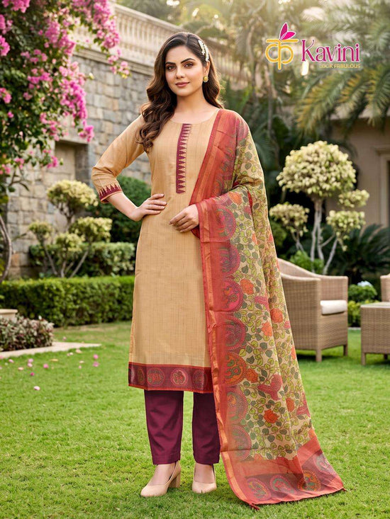 Kavini Roop South Silk Kurta Pant Dupatta Salwar Suit Set