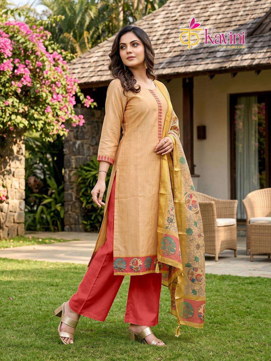 Kavini Roop South Silk Kurta Pant Dupatta Salwar Suit Set