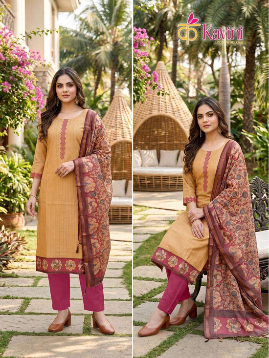 Kavini Roop South Silk Kurta Pant Dupatta Salwar Suit Set