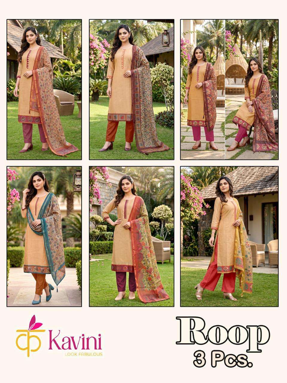 Kavini Roop South Silk Kurta Pant Dupatta Salwar Suit Set