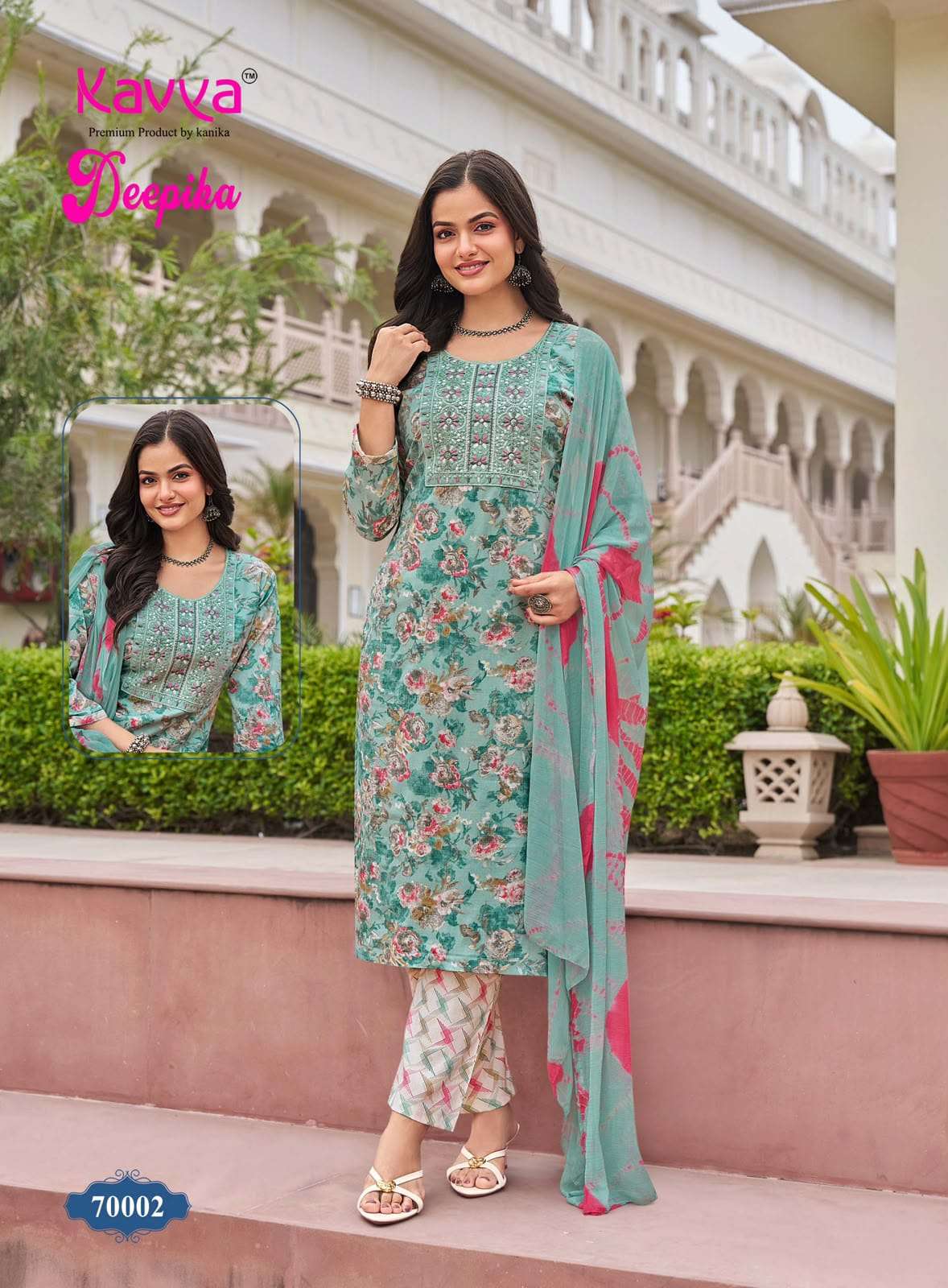 KAVYA DEEPIKA VOL-70 Rayon Printed Embroidered Stitched Suit Set