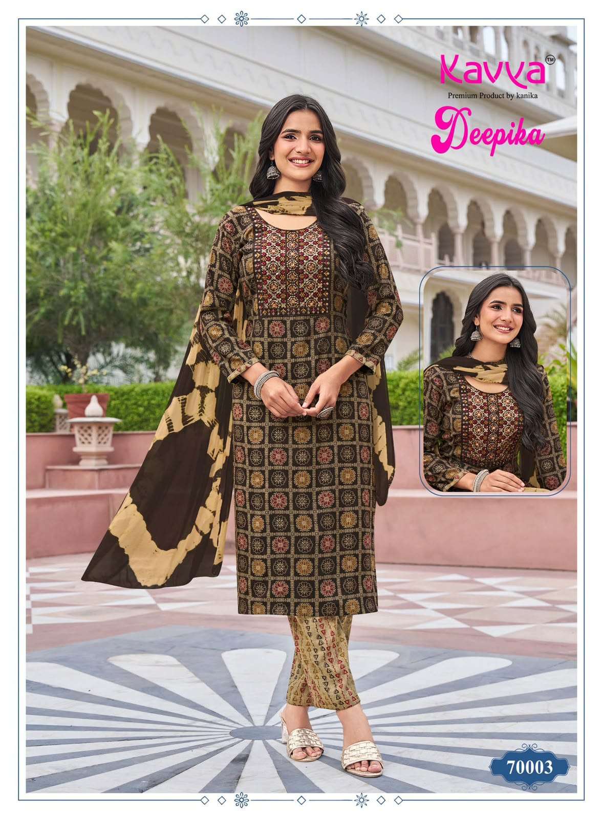 KAVYA DEEPIKA VOL-70 Rayon Printed Embroidered Stitched Suit Set