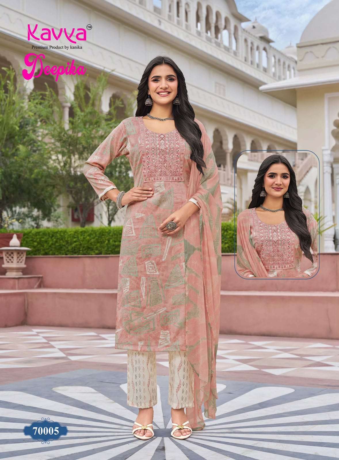 KAVYA DEEPIKA VOL-70 Rayon Printed Embroidered Stitched Suit Set